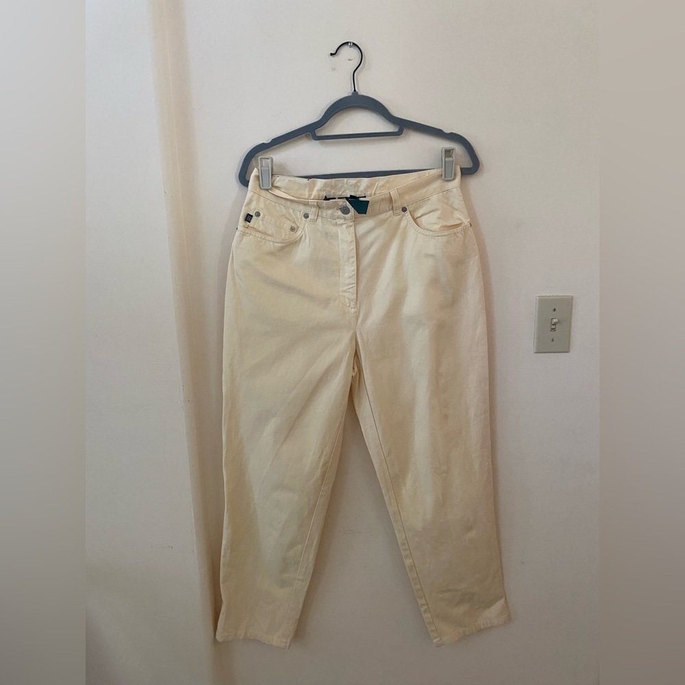 LAUREN RALPH LAUREN CLASSIC BUTTER YELLOW COTTON PANTS JEANS VINTAGE 90S
